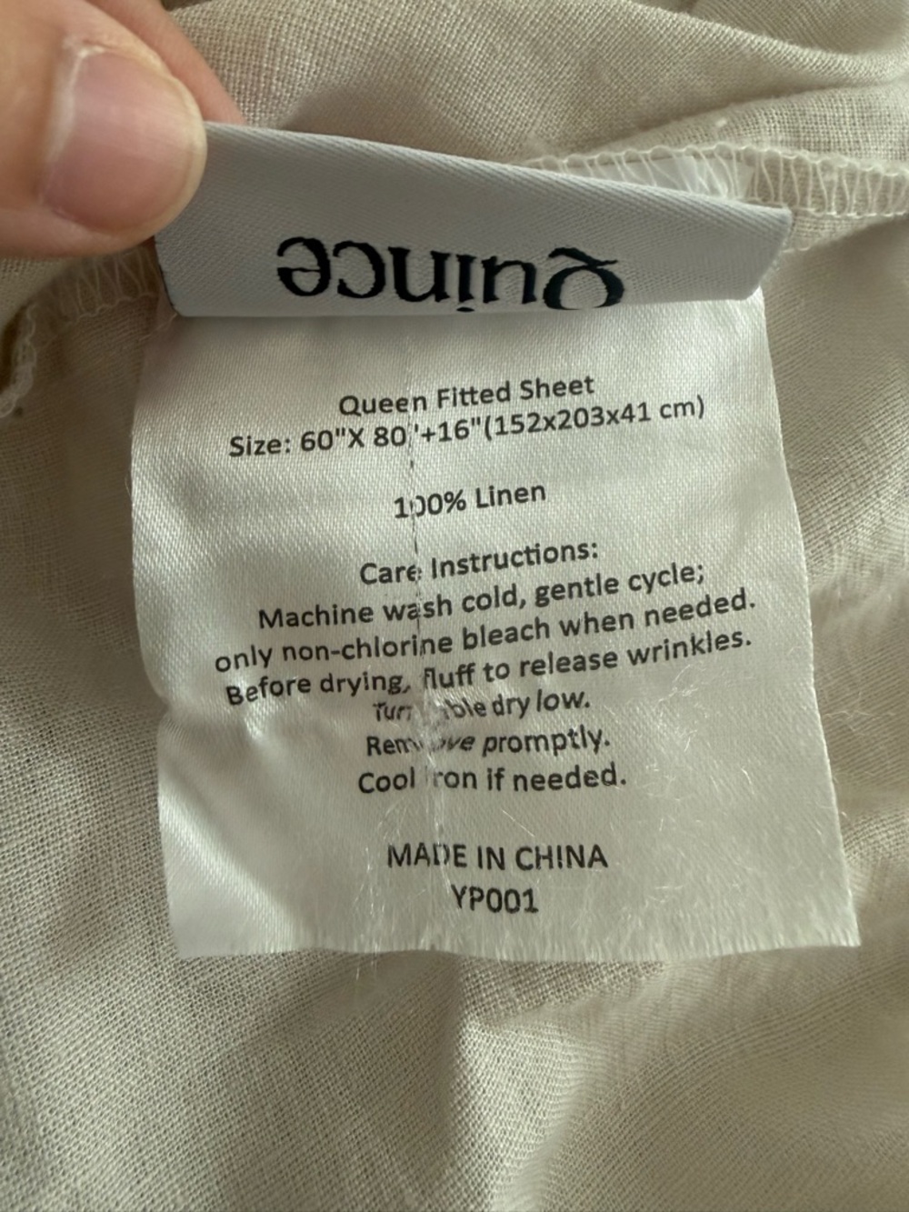 New Quince European Linen Fitted Sheet Set Queen - Sand MSRP $124 - Picture 8 of 10